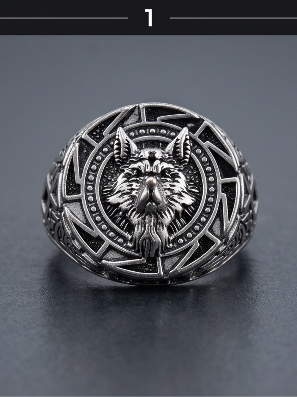 Men's Viking Wolf Head Signet Ring .925 Size 12 New!